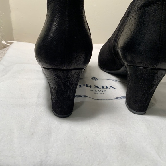 Prada Distressed Leather Ankle Boot - Picture 4 of 5